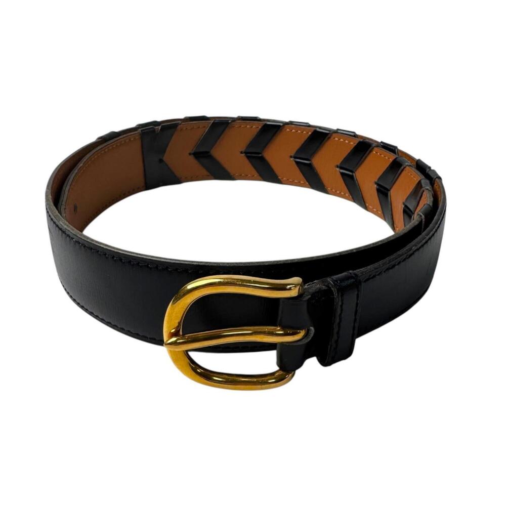 Hermes V-stitch leather belt, size 85, with "L" stamp, vintage, women's.